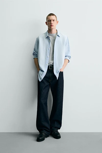 CHEMISE DENIM LIN/COTON