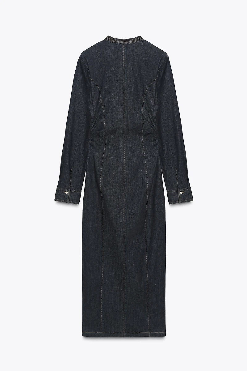 FITTED DENIM MIDI DRESS