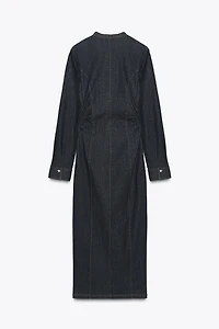 FITTED DENIM MIDI DRESS