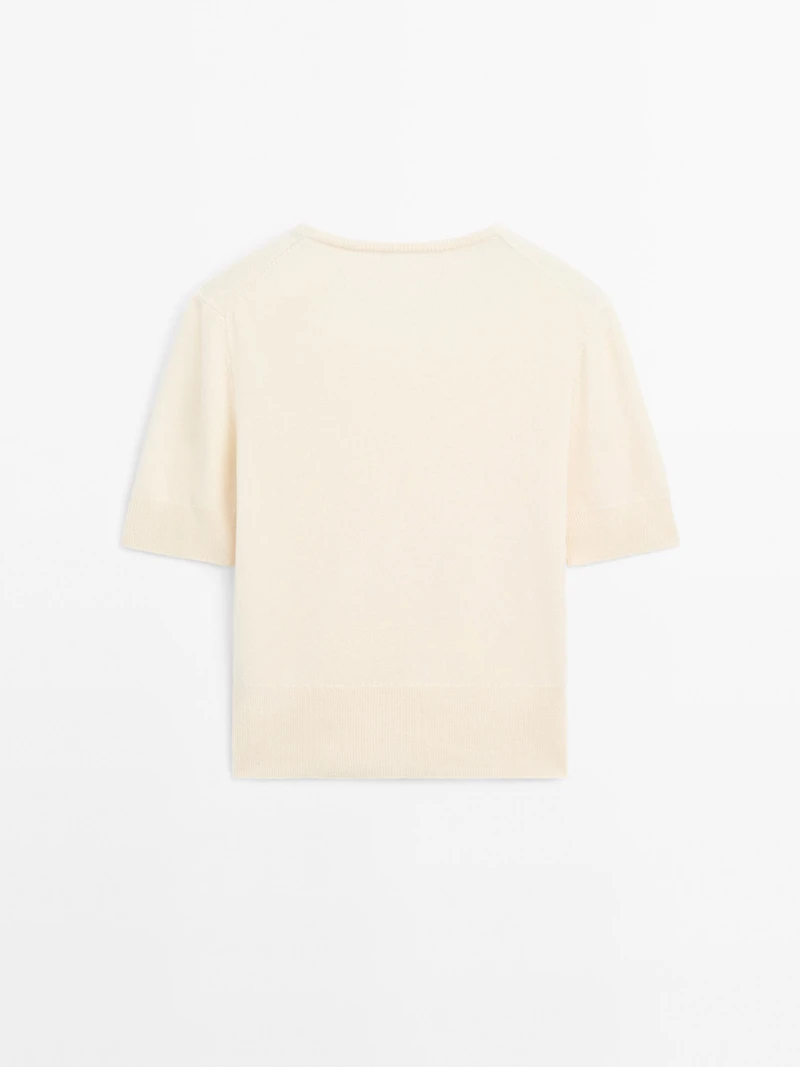 Pull à manches courtes en maille de laine mélangée