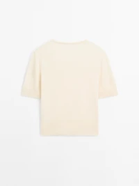 Pull à manches courtes en maille de laine mélangée