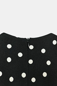 POLKA DOT MIDI DRESS WITH SHOULDER PADS