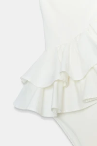 ASYMMETRIC RUFFLED BODYSUIT