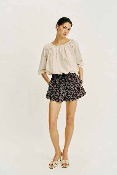 PERFORATED EMBROIDERED SHORTS