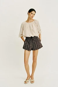 PERFORATED EMBROIDERED SHORTS