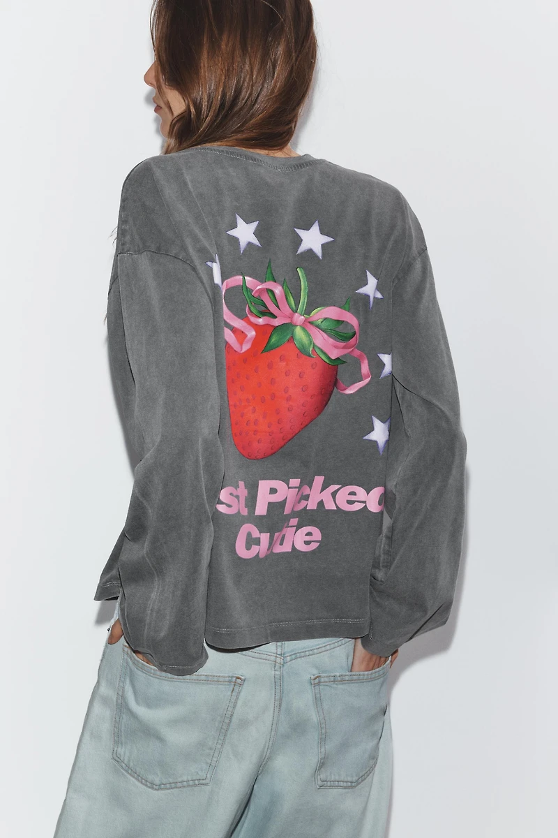 WASHED FRONT PRINT T-SHIRT