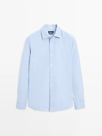 100% cotton striped poplin shirt