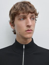Mock neck knit sweater with zip