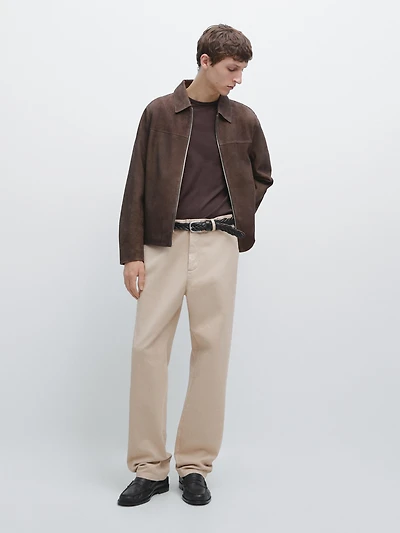 Cotton twill pants with elasticated waistband
