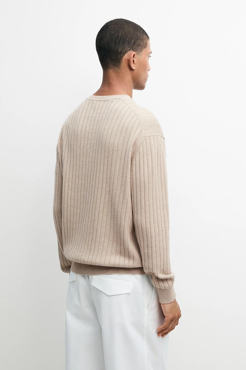 100% cotton ribbed knit sweater