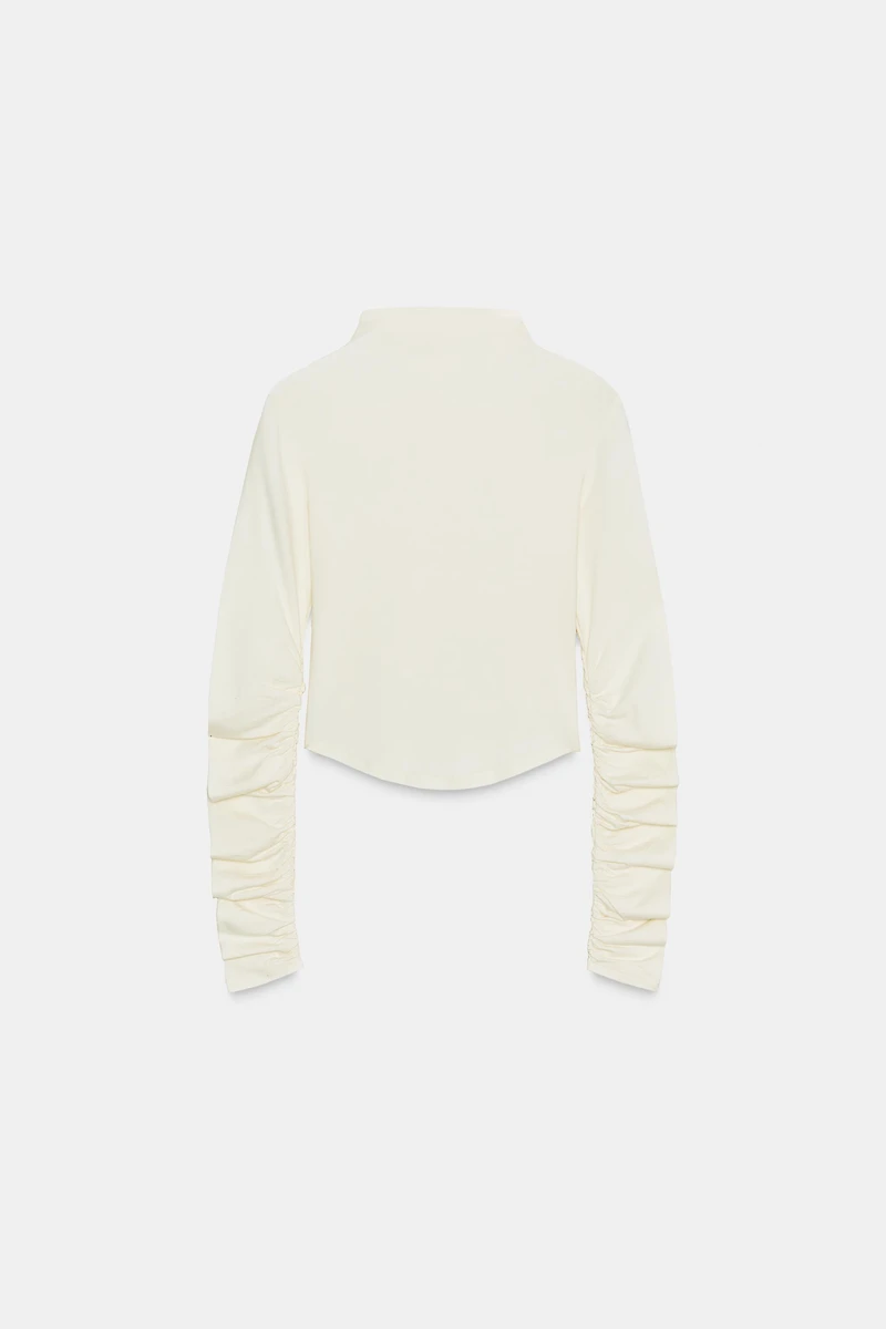 COTTON MODAL RUCHED T-SHIRT