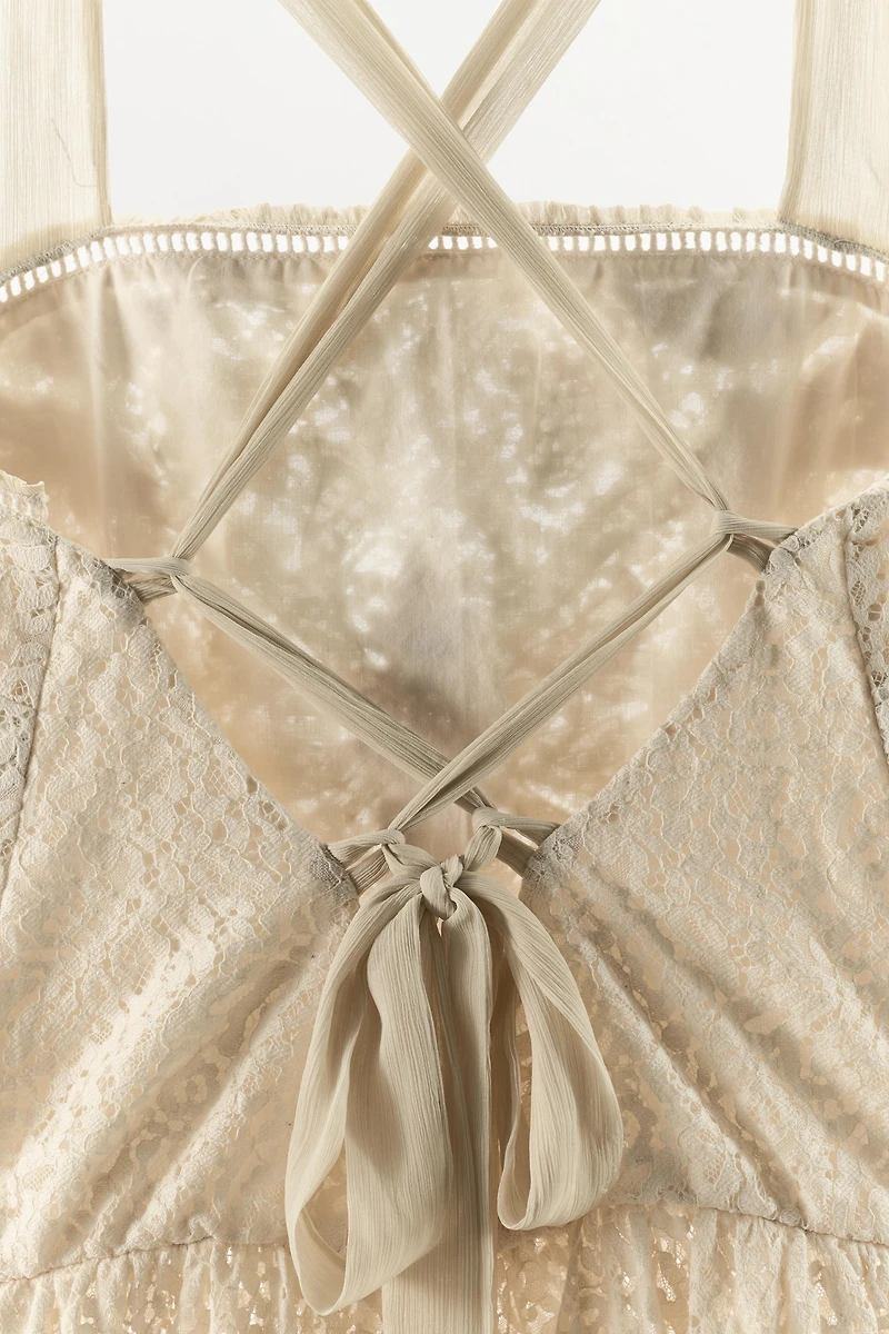EMBROIDERED LACE COMBINATION TOP