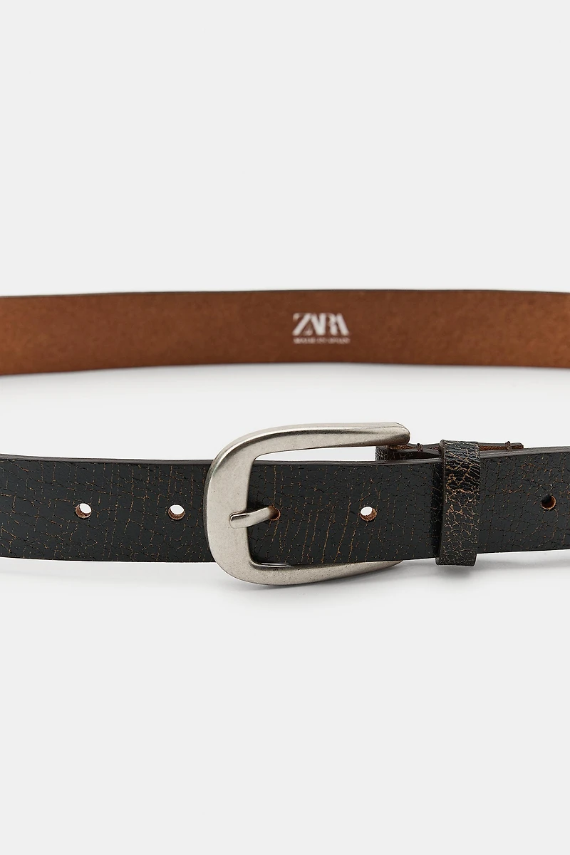 CRACKLED EFFECT 100% LEATHER BELT