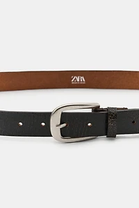 CRACKLED EFFECT 100% LEATHER BELT