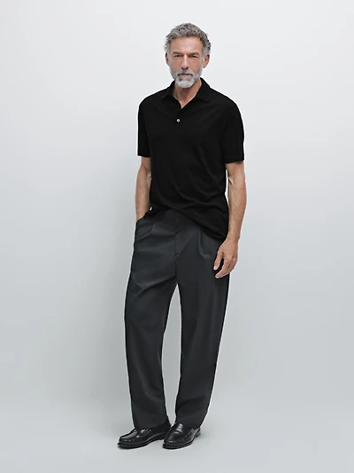Short sleeve wool blend polo shirt