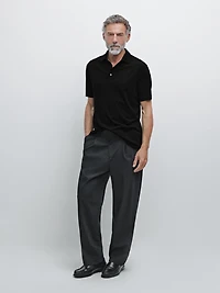 Short sleeve wool blend polo shirt