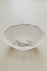 GLASS SALAD BOWL WITH RAISED DETAIL
