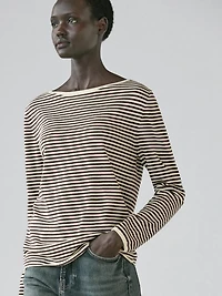 Striped long sleeve knit sweater