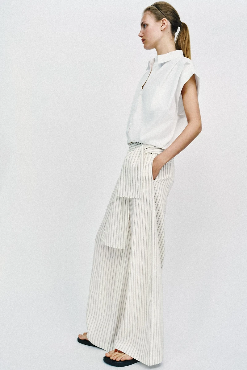 WIDE LEG SCARF PRINT PANTS