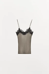 METALLIC THREAD LACE KNIT TOP