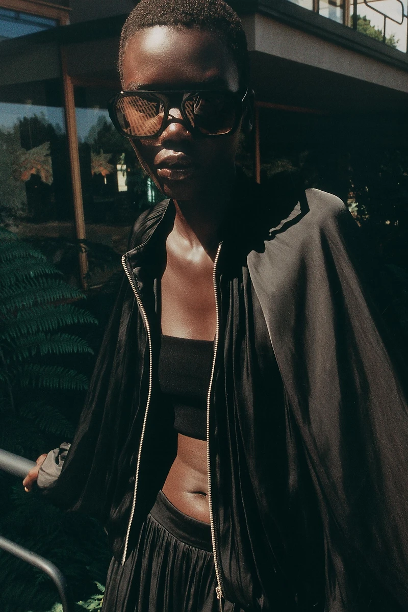 SATIN EFFECT BOMBER JACKET