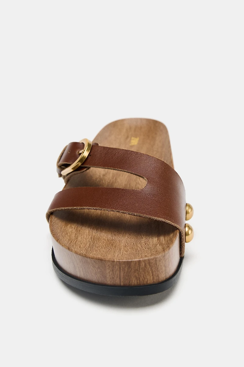 LEATHER STRAPPY PLATFORM SANDALS