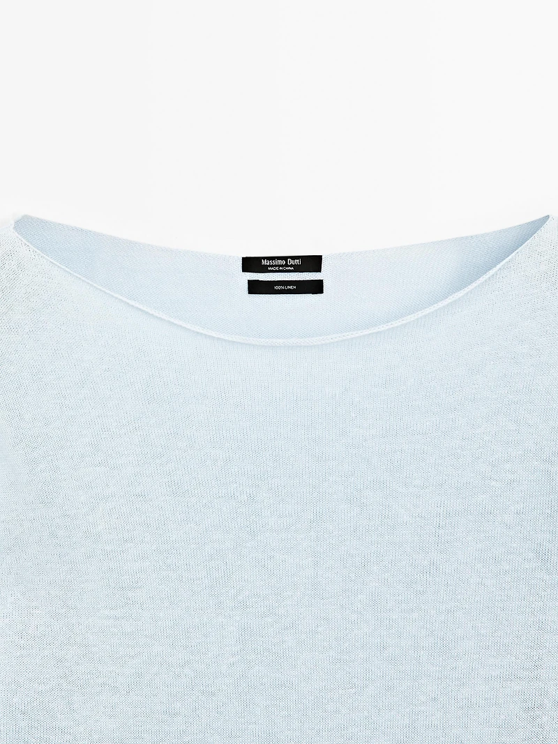 Pull col bateau 100 % lin