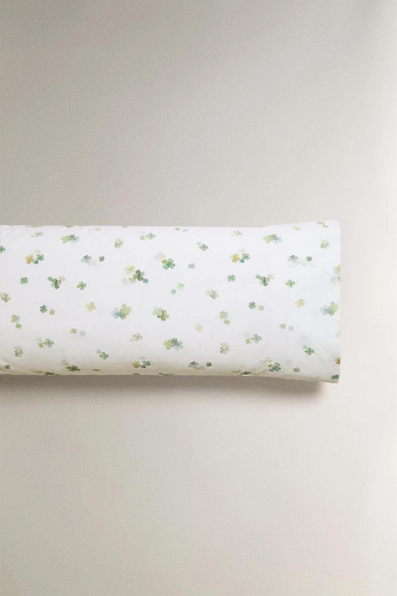 PERCALE COTTON PILLOWCASE WITH CLOVER DESIGN