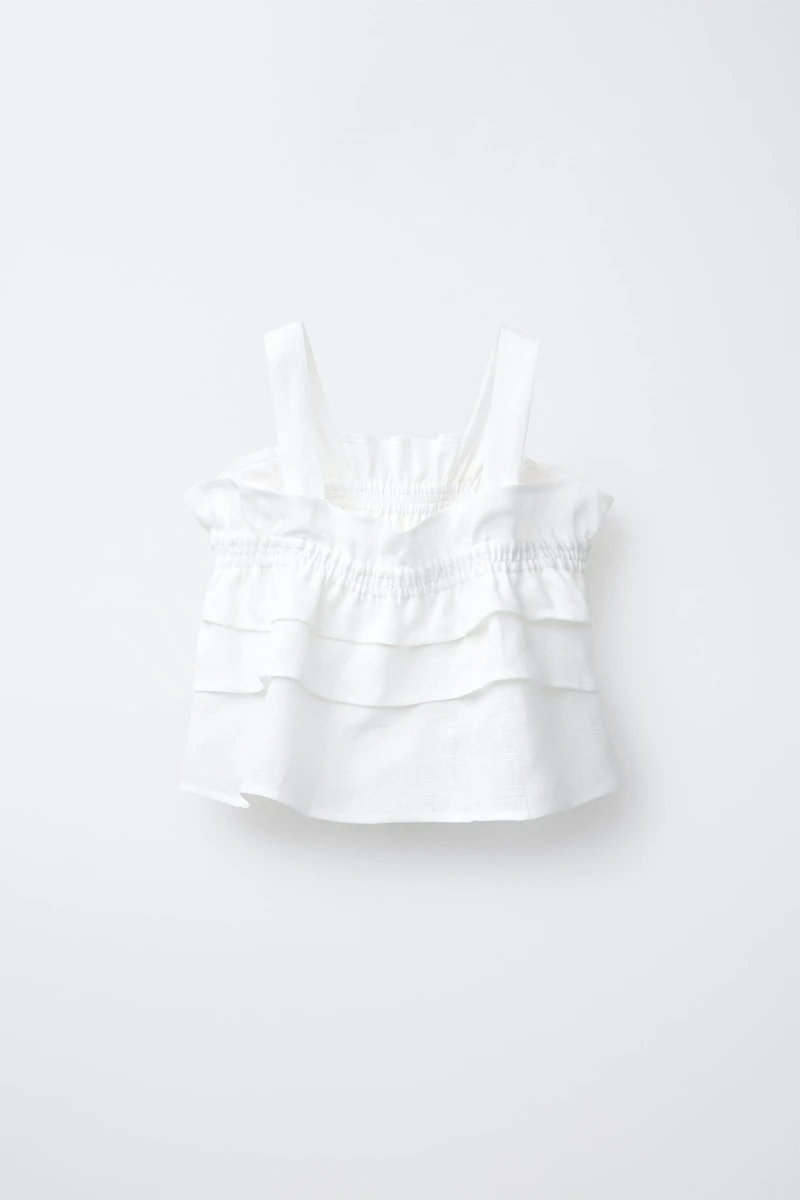 100% LINEN RUFFLED TOP