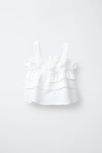 100% LINEN RUFFLED TOP