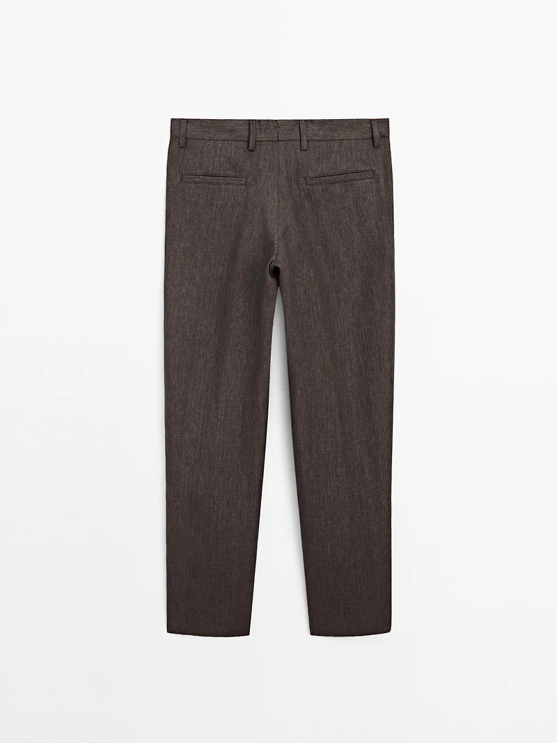 Pantalon total look lin délavé