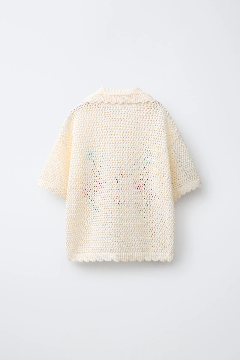 EMBROIDERED KNIT POLO SHIRT