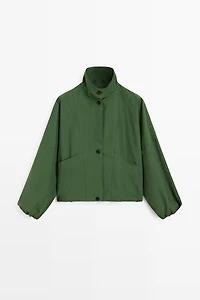 Bomber jacket with puff sleeves