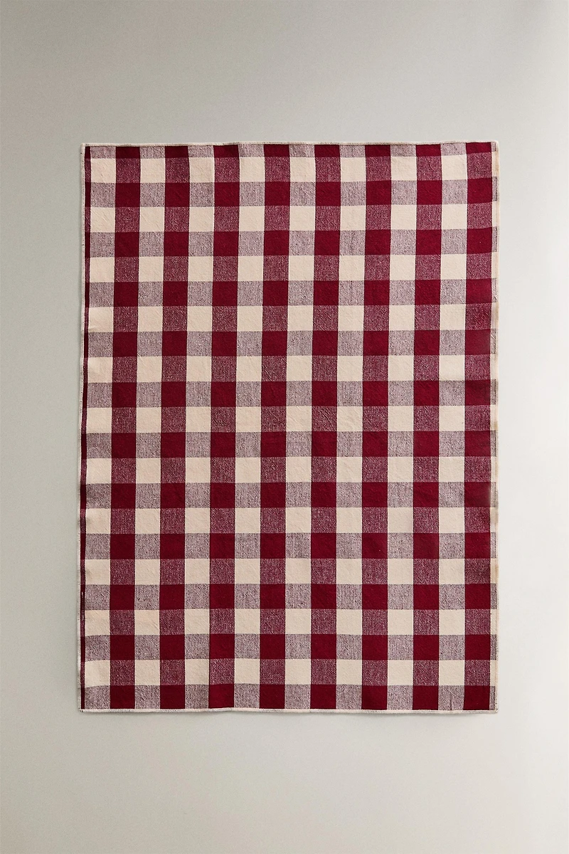 SET OF LARGE CHECK COTTON KITCHEN TOWELS (SET OF 2)