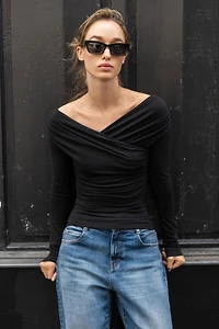 DRAPED WRAP TOP