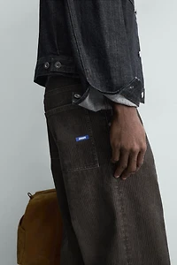 FLOCKED STRIPED RELAXED FIT PANTS