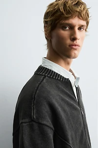 WASHED KNIT BOMBER JACKET