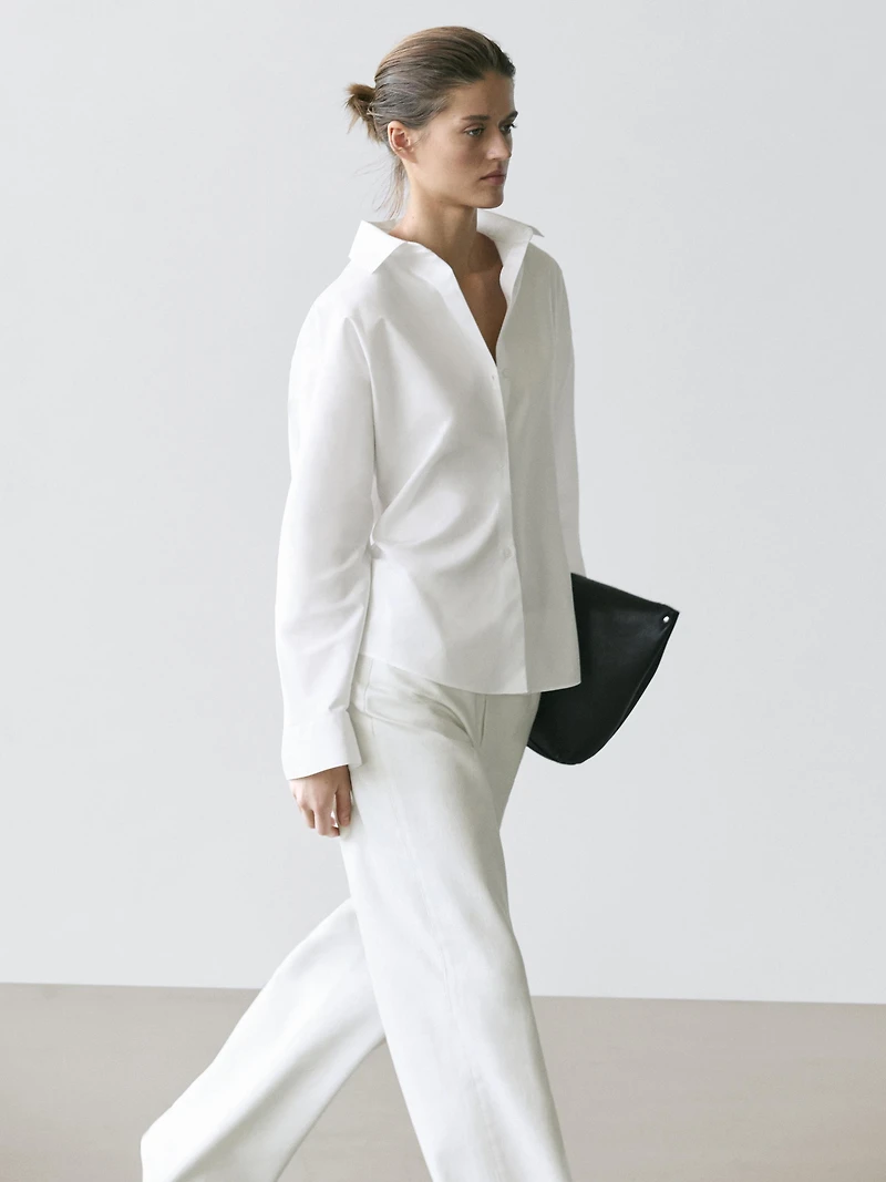 Cotton poplin shirt with dart detail