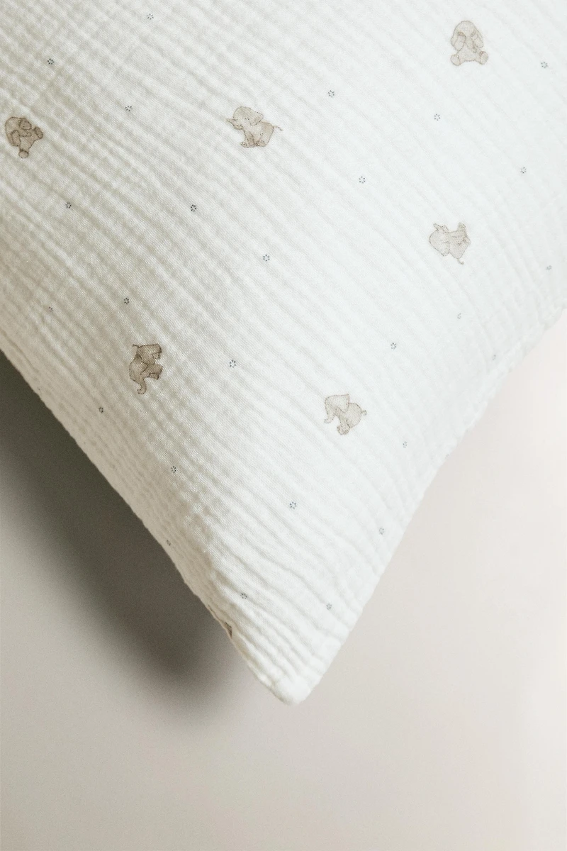 CHILDREN'S MUSLIN ELEPHANT PILLOWCASE