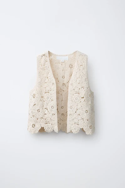 GILET FLEURS CROCHET FANTAISIE