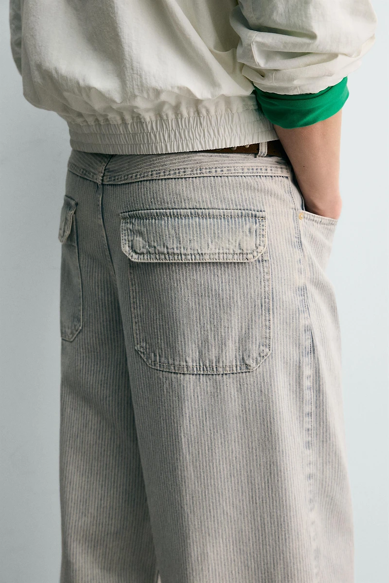 RELAXED STRAIGHT FIT STRIPED PANTS