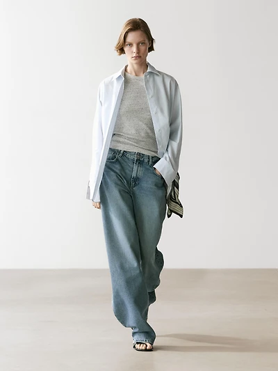 Poplin and cotton blend shirt