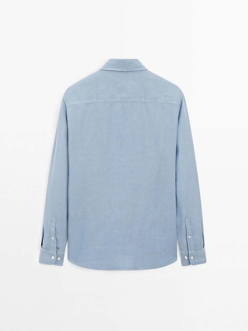 Slim fit linen blend shirt