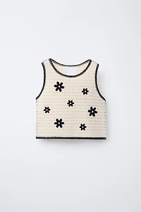 TOP EN MAILLE CROCHET FLEURS