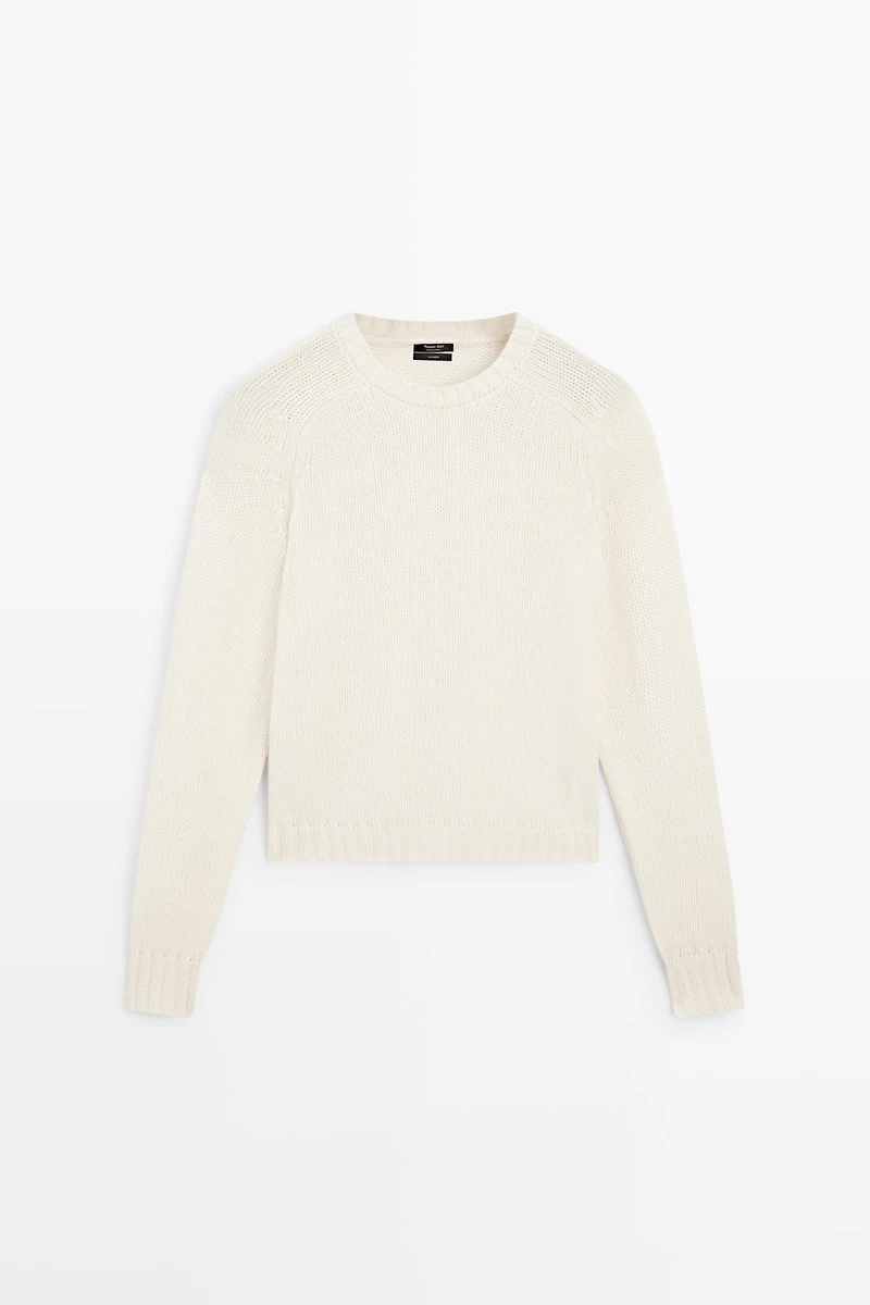 100% cashmere cropped knit sweater