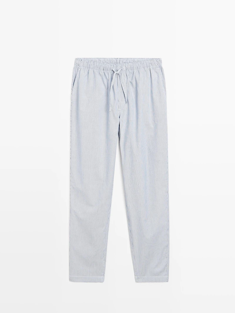 100% cotton striped pyjamas with long sleeve T-shirt
