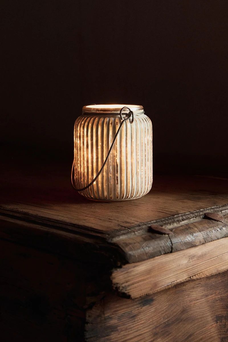 GLASS CHRISTMAS LANTERN WITH HANDLE