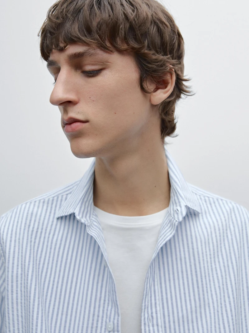 Regular fit striped cotton shirt