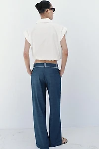 PANTALON LARGE LISERÉS CONTRASTE