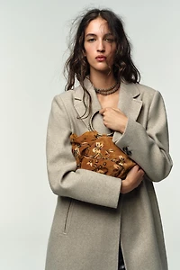 SAC SEAU BRODERIES EFFET VELOURS CÔTELÉ